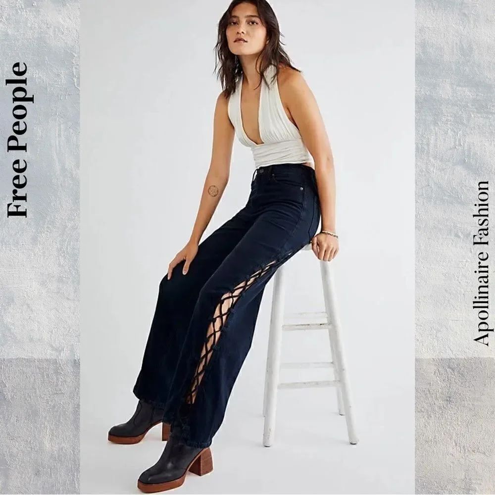 WE THE FREE LACE UP JEANS IN BLACK SIZE 27 or 30